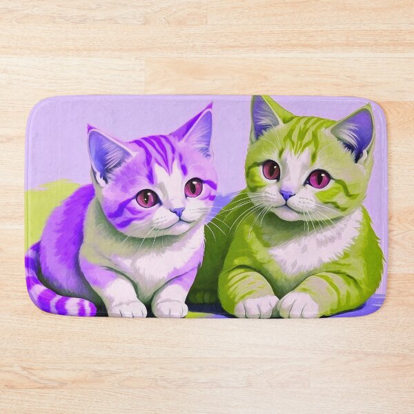 Item preview, Cute Two Bicolor Purple Green Cats designed and sold by SassyArtistry.