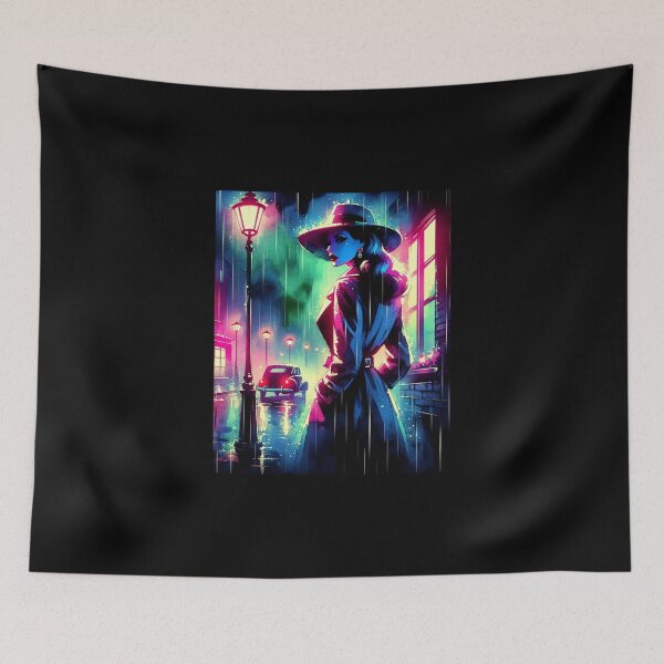 Item preview, Neo Noir Vintage Fatale Woman in the Rain designed and sold by RESToRAPTOR.