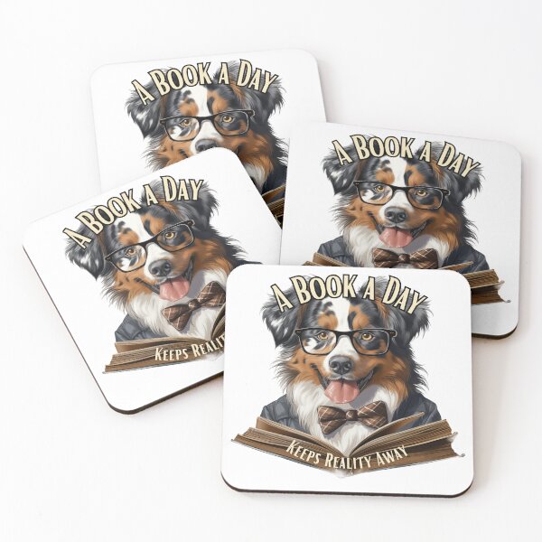 Item preview, Australian Shepherd “A Book a Day, Keeps Reality Away” designed and sold by KazzasKorner.