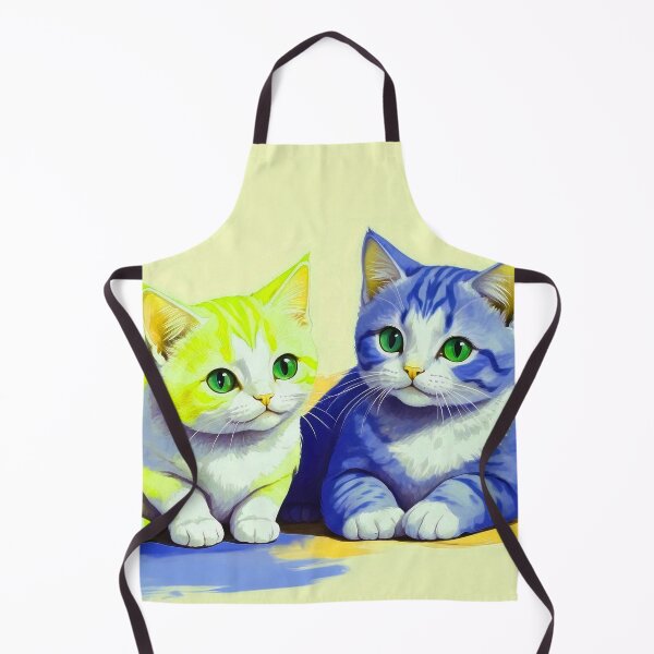 Item preview, Cute Two Bicolor Neon Yellow Dark Blue Cats designed and sold by SassyArtistry.