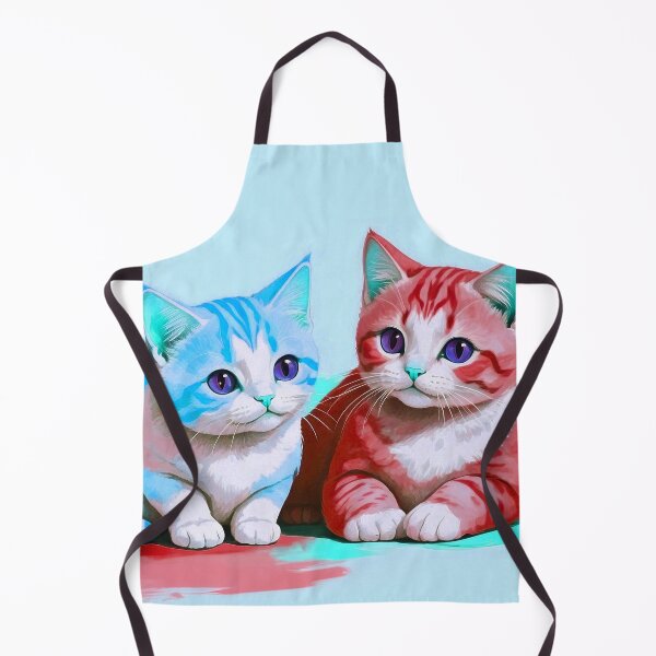 Item preview, Cute Two Bicolor Neon Red Light Blue Cats designed and sold by SassyArtistry.