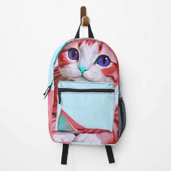 Item preview, Cute Two Bicolor Neon Red Light Blue Cats designed and sold by SassyArtistry.