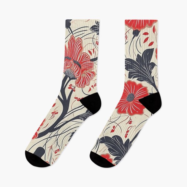 Item preview, French Art Nouveau Pattern - Red Flowers II designed and sold by HausKatz.
