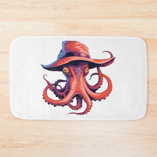 Item preview, Red octopus in hat designed and sold by TheRealmWithin.