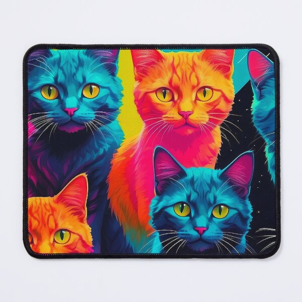 Item preview, Adorable Psychadelic Cat Collage  - Neon Bicolor Blue Orange Cats designed and sold by SassyArtistry.