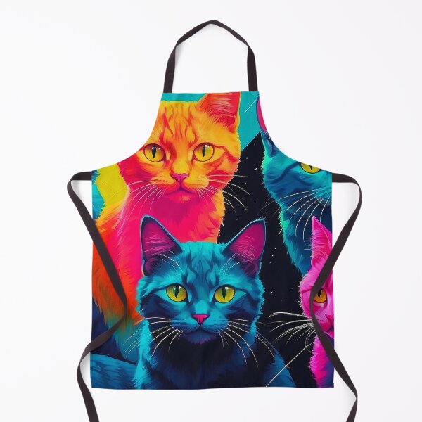 Item preview, Adorable Psychadelic Cat Collage - Neon Bicolor Blue Orange Cats designed and sold by SassyArtistry.