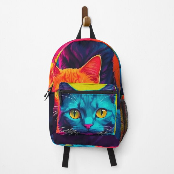 Item preview, Adorable Psychadelic Cat Collage - Neon Bicolor Blue Orange Cats designed and sold by SassyArtistry.