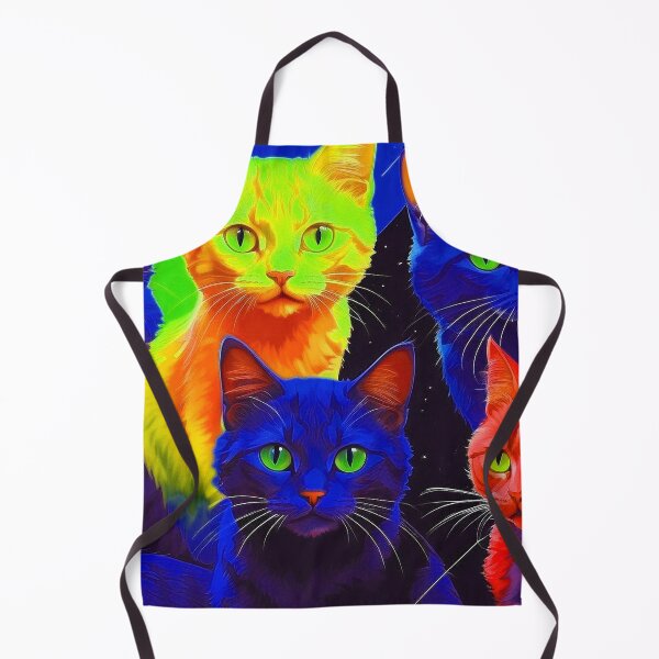 Item preview, Adorable Psychadelic Cat Collage - Neon Bicolor Blue Yellow Cats designed and sold by SassyArtistry.