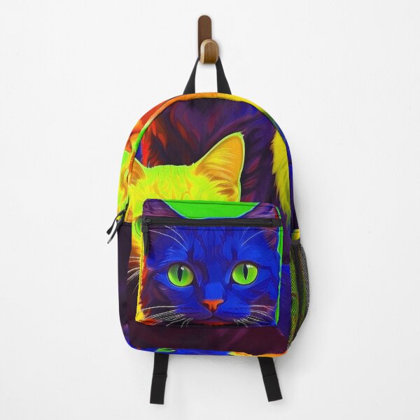 Item preview, Adorable Psychadelic Cat Collage - Neon Bicolor Blue Yellow Cats designed and sold by SassyArtistry.