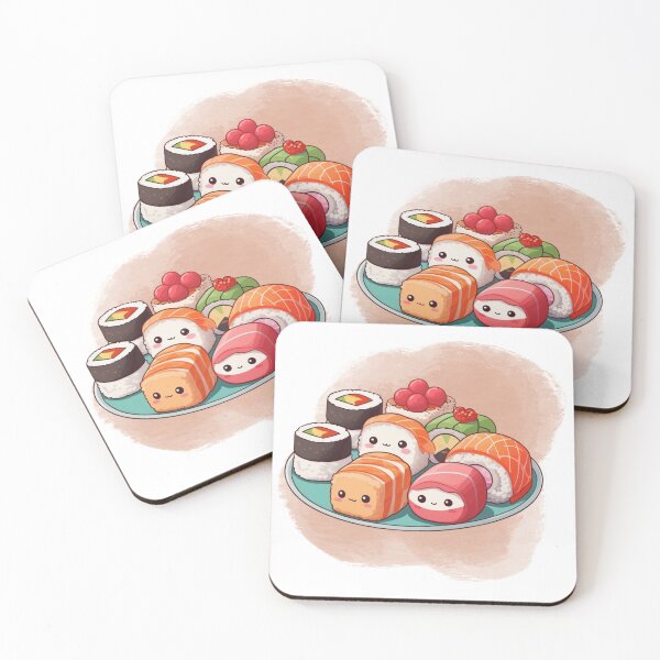 Item preview, adorable sushi with pink circular background designed and sold by kawaiiii2.