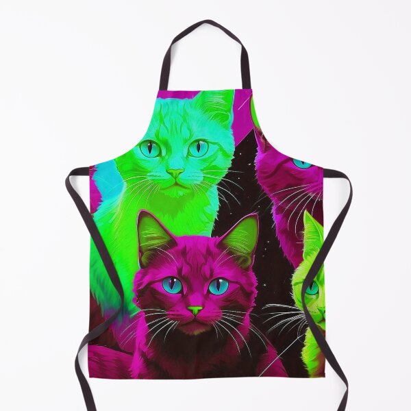 Item preview, Adorable Psychadelic Cat Collage - Neon Bicolor Pink Green Cats designed and sold by SassyArtistry.