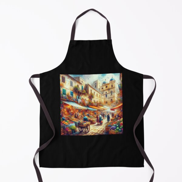 Item preview, Mediterranean Market Day Lively Town Scene designed and sold by BestArtByArvind.