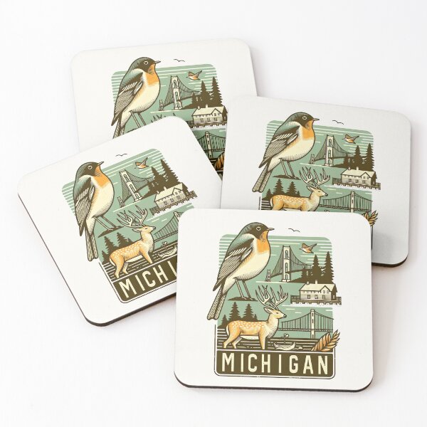 Item preview, Michigan's Vintage Line Art - Nature and Landmarks designed and sold by Retro Travel Design.