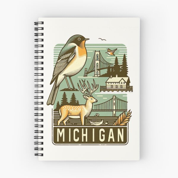 Item preview, Michigan's Vintage Line Art - Nature and Landmarks designed and sold by Retro Travel Design.