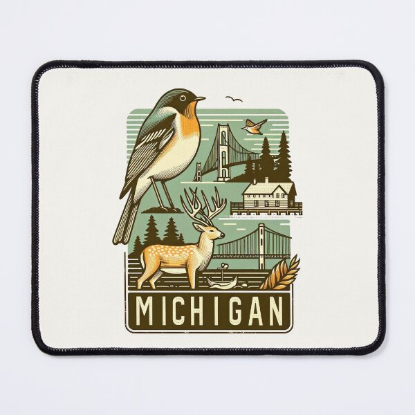 Item preview, Michigan's Vintage Line Art - Nature and Landmarks designed and sold by Retro Travel Design.