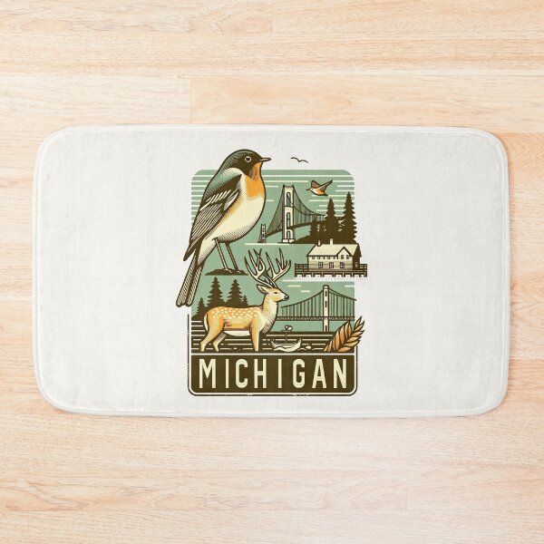 Item preview, Michigan's Vintage Line Art - Nature and Landmarks designed and sold by Retro Travel Design.