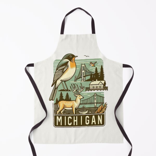 Item preview, Michigan's Vintage Line Art - Nature and Landmarks designed and sold by Retro Travel Design.