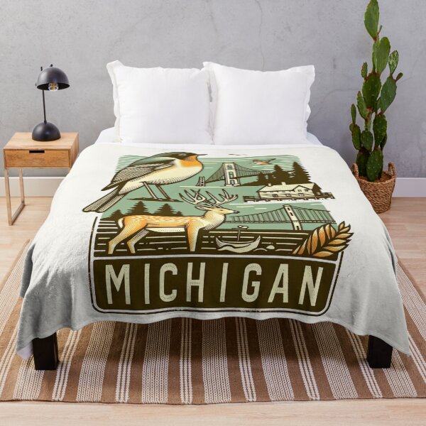 Item preview, Michigan's Vintage Line Art - Nature and Landmarks designed and sold by Retro Travel Design.