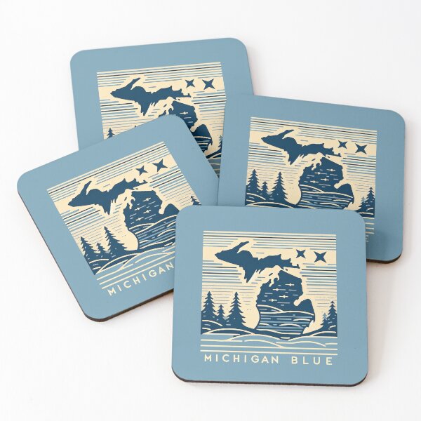 Item preview, Michigan Blue Serenity - Minimalist Line Art designed and sold by Retro Travel Design.