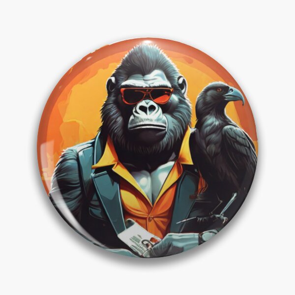 Item preview, Illustration of a fierce gorilla with sunglasses and a crow, designed and sold by Mahilis.