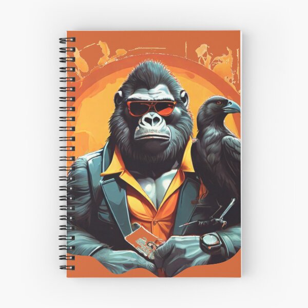 Item preview, Illustration of a fierce gorilla with sunglasses and a crow, designed and sold by Mahilis.