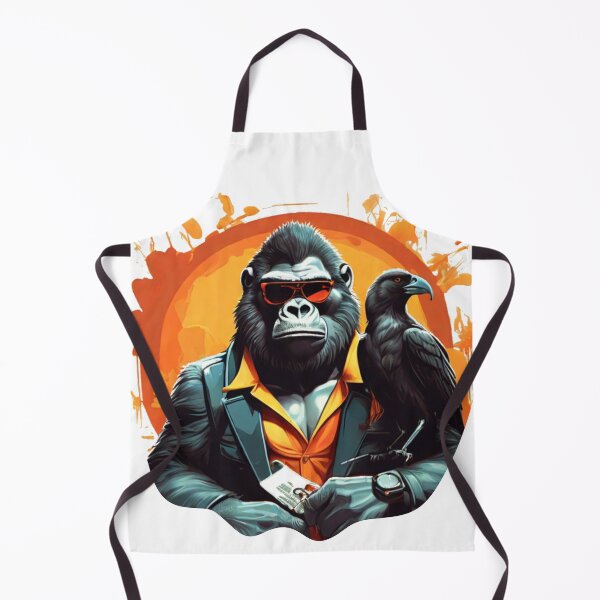 Item preview, Illustration of a fierce gorilla with sunglasses and a crow, designed and sold by Mahilis.