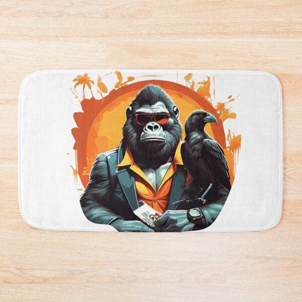 Item preview, Illustration of a fierce gorilla with sunglasses and a crow, designed and sold by Mahilis.