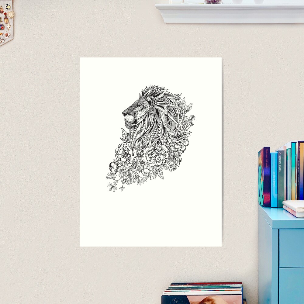 絵画 LIONSAN lion-head-mandala-zentangle-