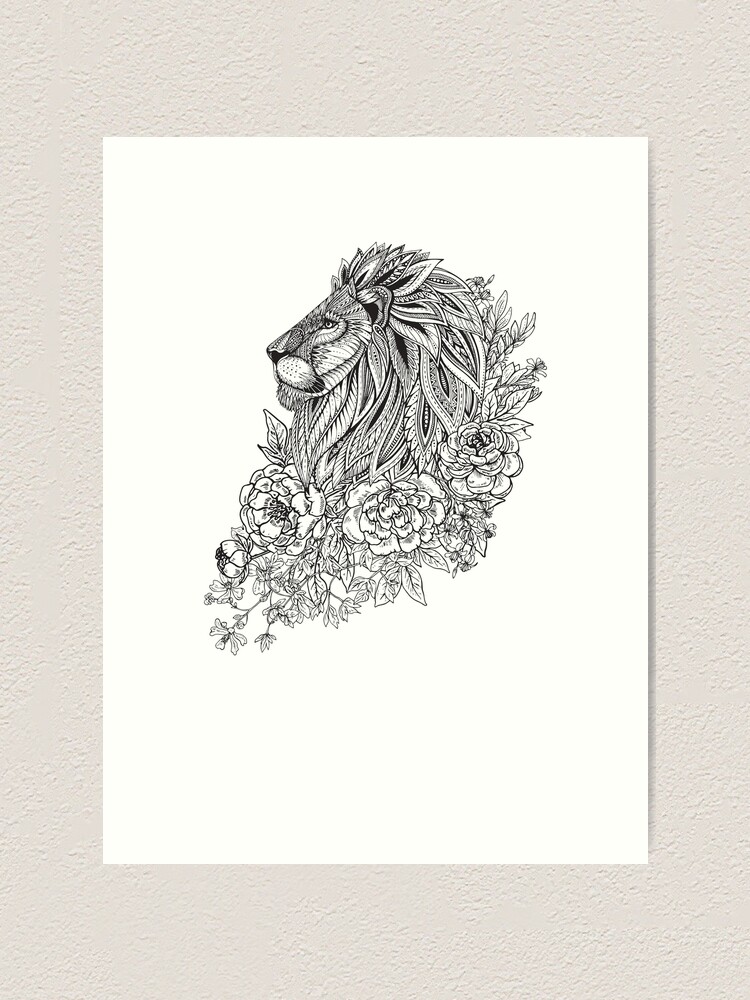 Zentangle Artwork of Lion in Profile Zentangle Artwork of Lion in Profile