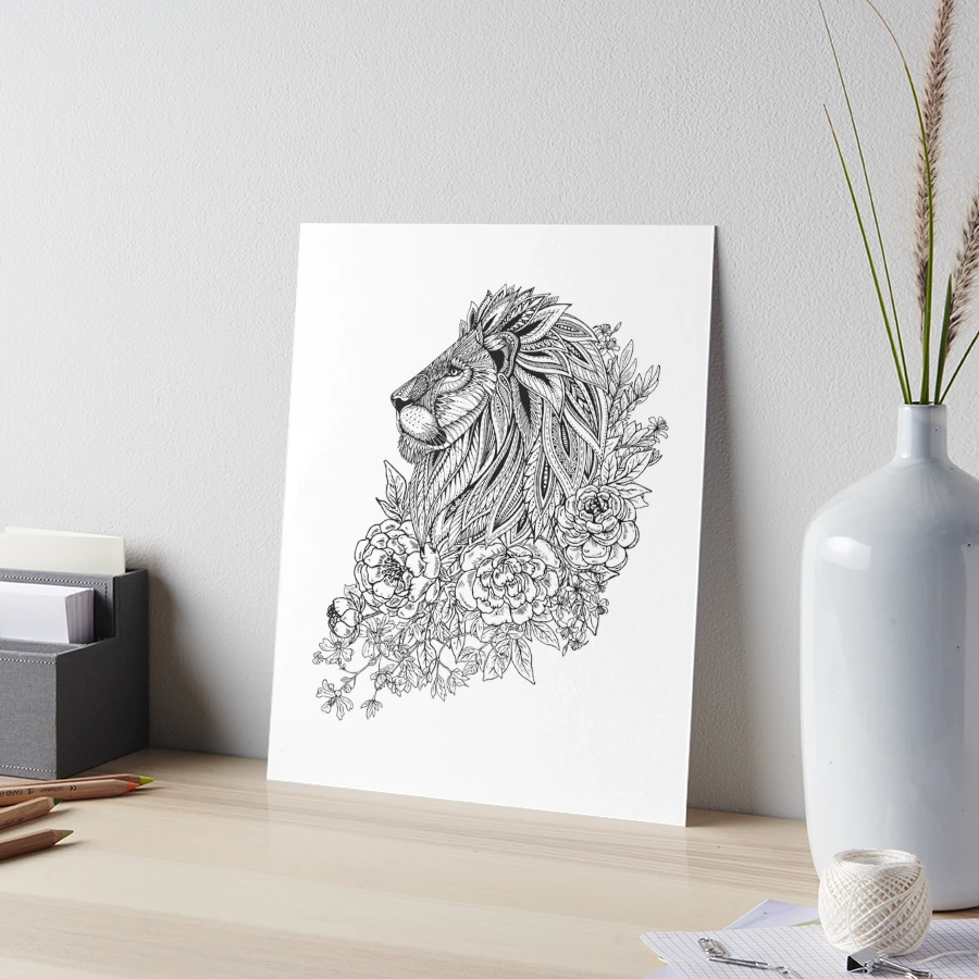Zentangle Lion Print - Zentangle Lion - Art Print - Wall