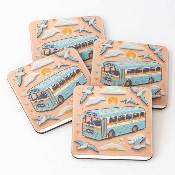Item preview, Lovejoy Pebblebrain Model Buses with Seagulls and Clouds designed and sold by NeonPinkTears.