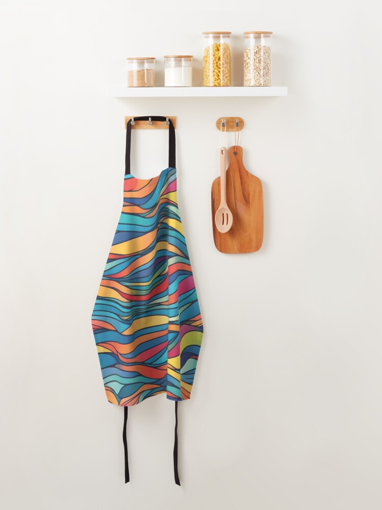 Thumbnail 4 of 6, Apron, Abstract Colorful Waves Pattern designed and sold by calibrit.