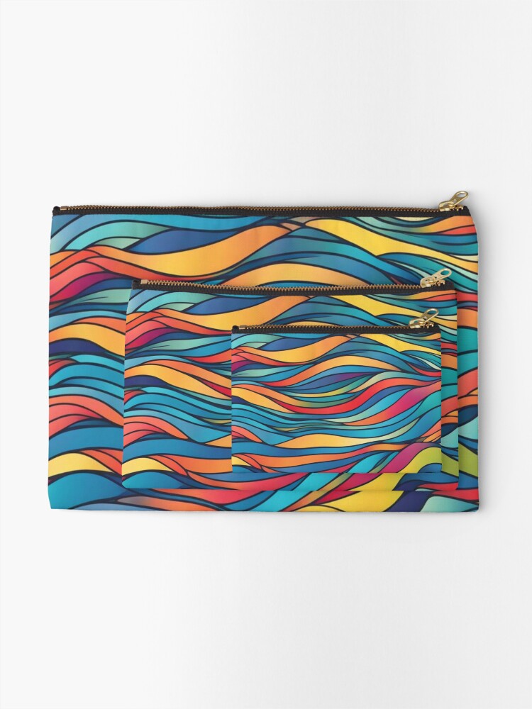 Thumbnail 2 of 4, Zipper Pouch, Abstract Colorful Waves Pattern designed and sold by calibrit.
