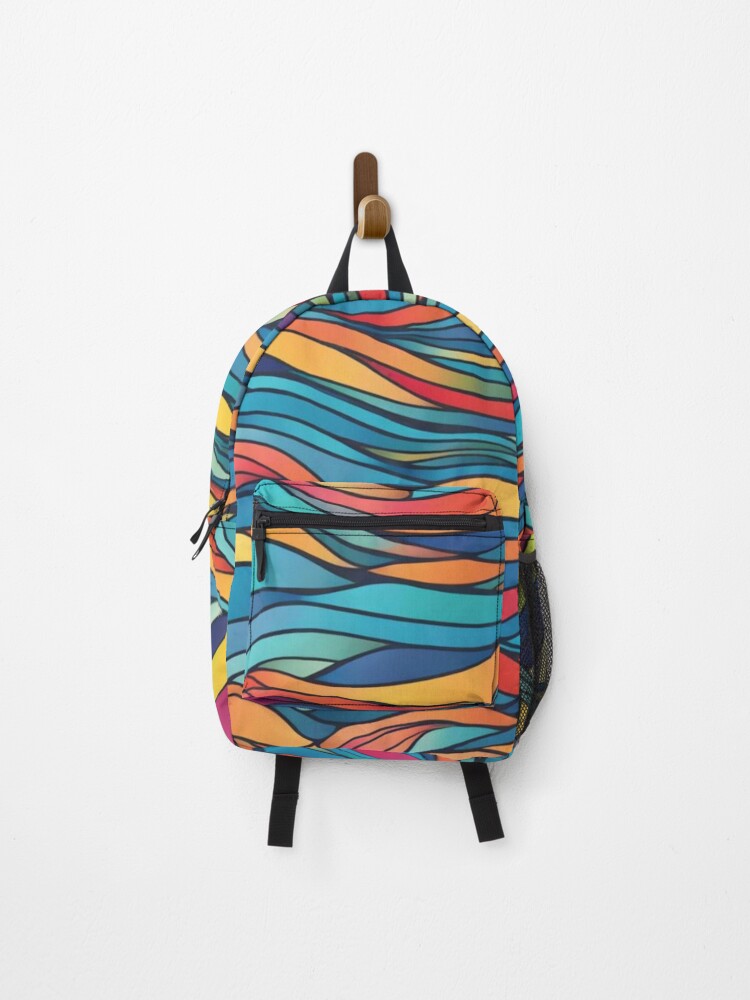 Thumbnail 1 of 3, Backpack, Abstract Colorful Waves Pattern designed and sold by calibrit.