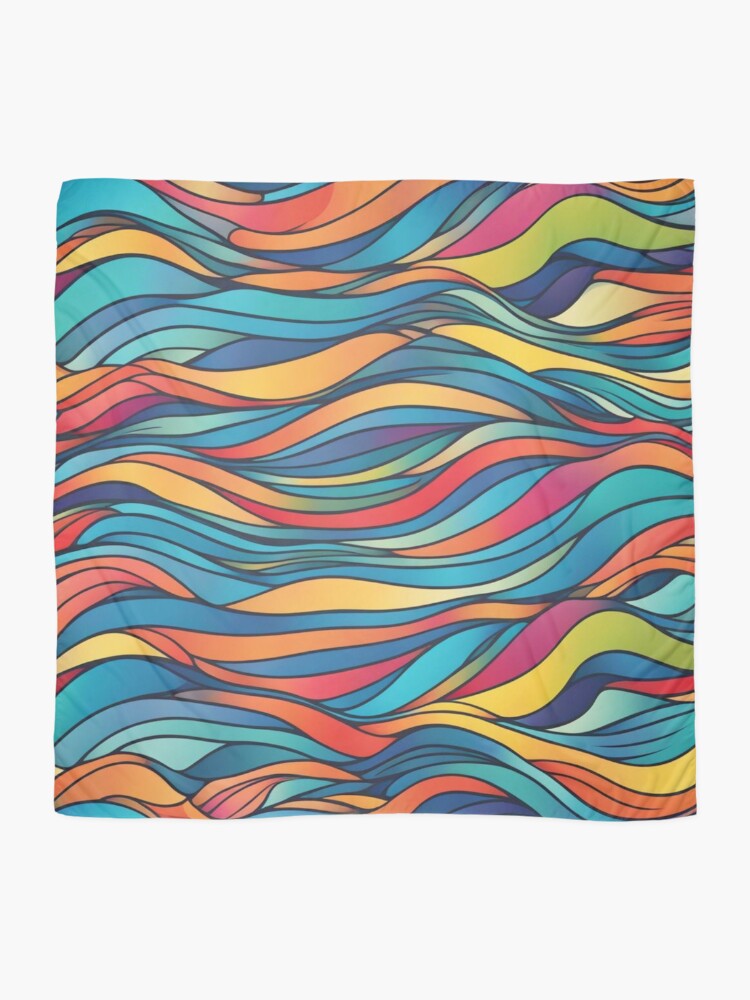 Thumbnail 2 of 3, Scarf, Abstract Colorful Waves Pattern designed and sold by calibrit.