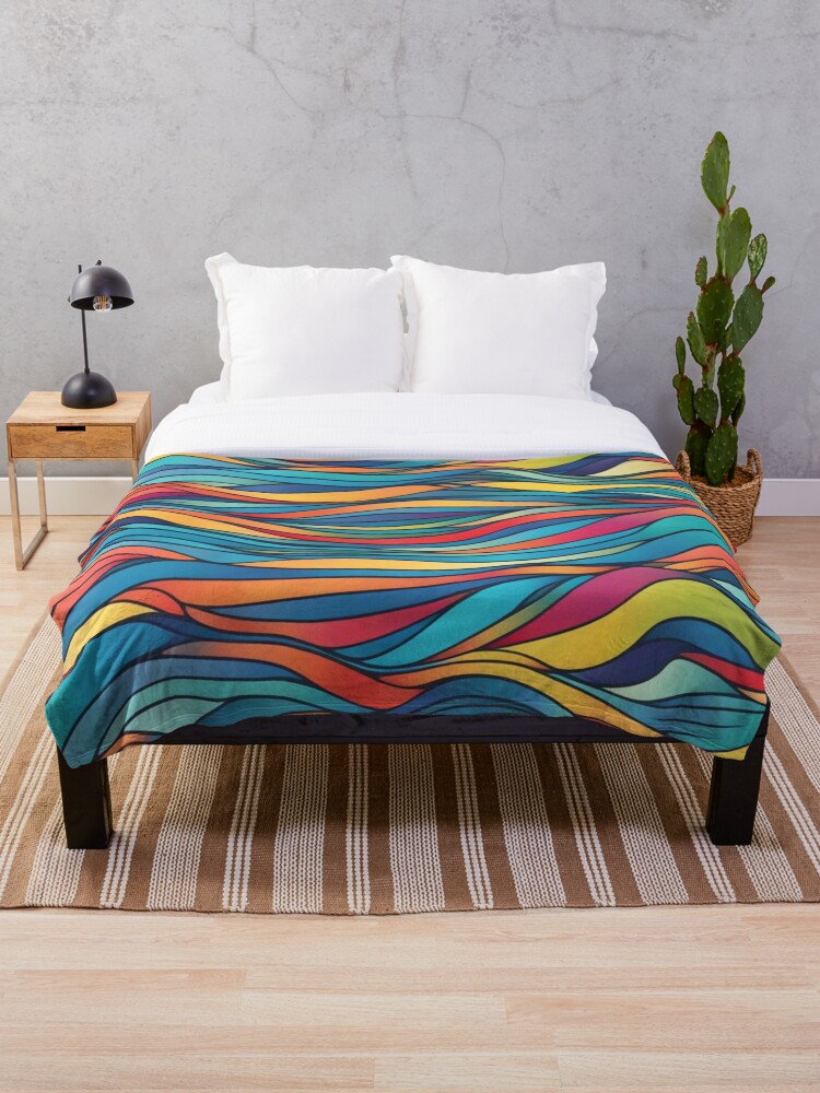 Thumbnail 1 of 6, Throw Blanket, Abstract Colorful Waves Pattern designed and sold by calibrit.