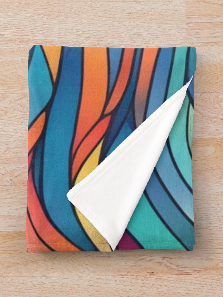 Thumbnail 3 of 6, Throw Blanket, Abstract Colorful Waves Pattern designed and sold by calibrit.