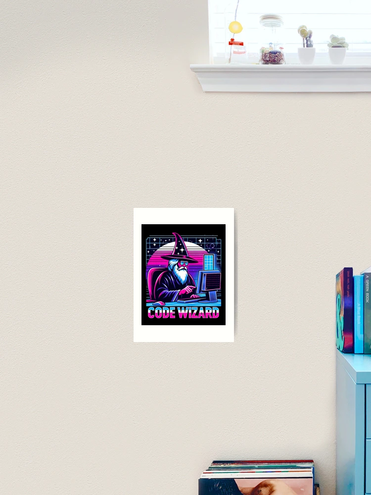 Thumbnail 2 of 3, Art Print, Code Wizard Programmer Coder Coding Magician Computer designed and sold by SpookshowDesign.