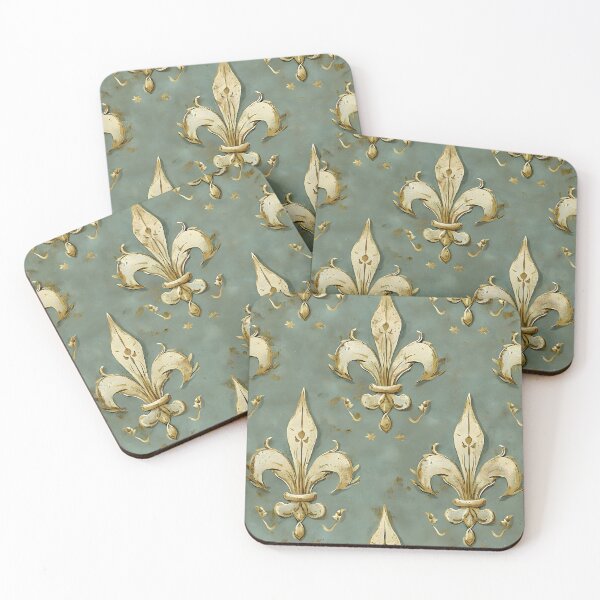 Item preview, vintage fleur de lis design print designed and sold by dcrc.