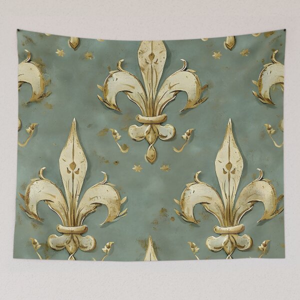 Item preview, vintage fleur de lis design print designed and sold by dcrc.