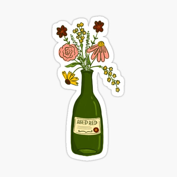 Artikel-Vorschau von Weinflasche mit Blumen, designt und verkauft von GraceMakes03.