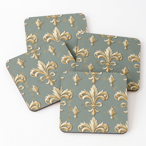 Item preview, vintage fleur de lis design print designed and sold by dcrc.