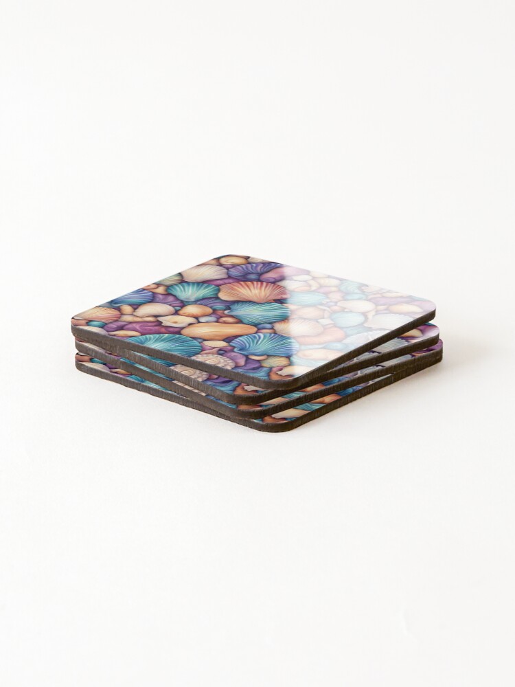 Thumbnail 4 of 5, Coasters (Set of 4), Abstract Colorful Sea Shell Pattern designed and sold by calibrit.