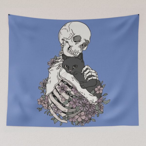Item preview, Flower Skeleton Holding A Black Cat designed and sold by Shars-creations.