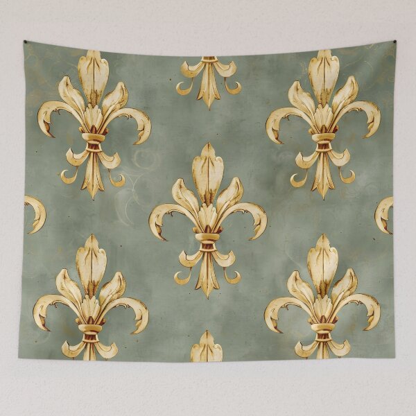 Item preview, vintage fleur de lis design print designed and sold by dcrc.