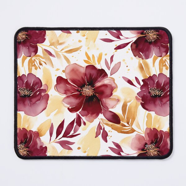 Item preview, Maroon and Gold Floral Watercolor Pattern designed and sold by NateFellhauer.