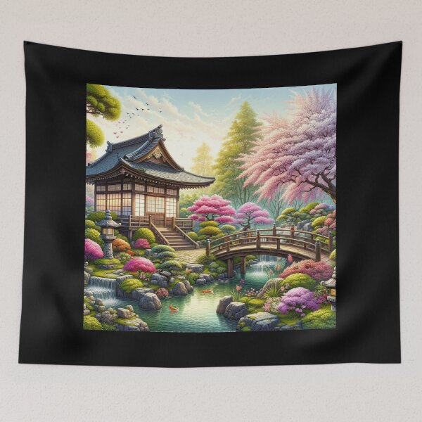 Item preview, Spring Serenity in Japanese Garden designed and sold by BestArtByArvind.