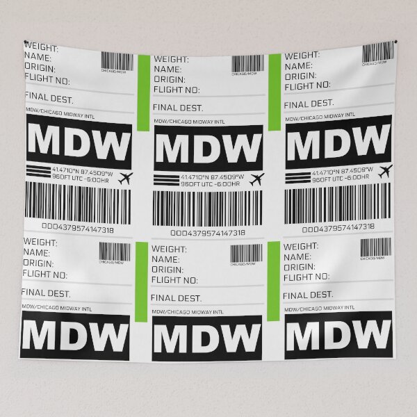 Item preview, MDW Chicago Midway International Airport Luggage Tag Sticker designed and sold by ccooll.