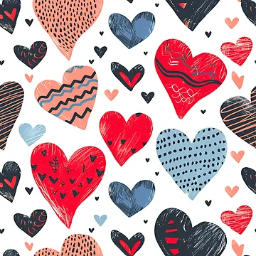 Artwork thumbnail, Patterned Affection: Stylized Heart Array by ColorfulVanilla