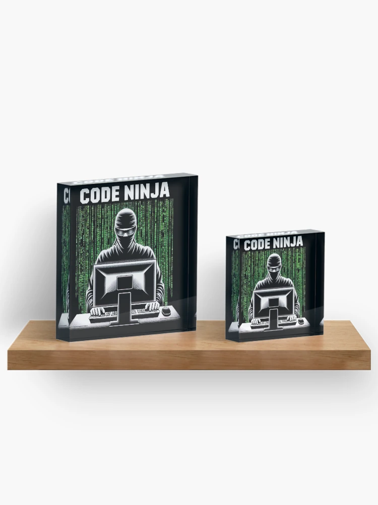 Thumbnail 3 of 5, Acrylic Block, Code Ninja Programmer Coder Coding Nerd Computer Fun Tech designed and sold by SpookshowDesign.
